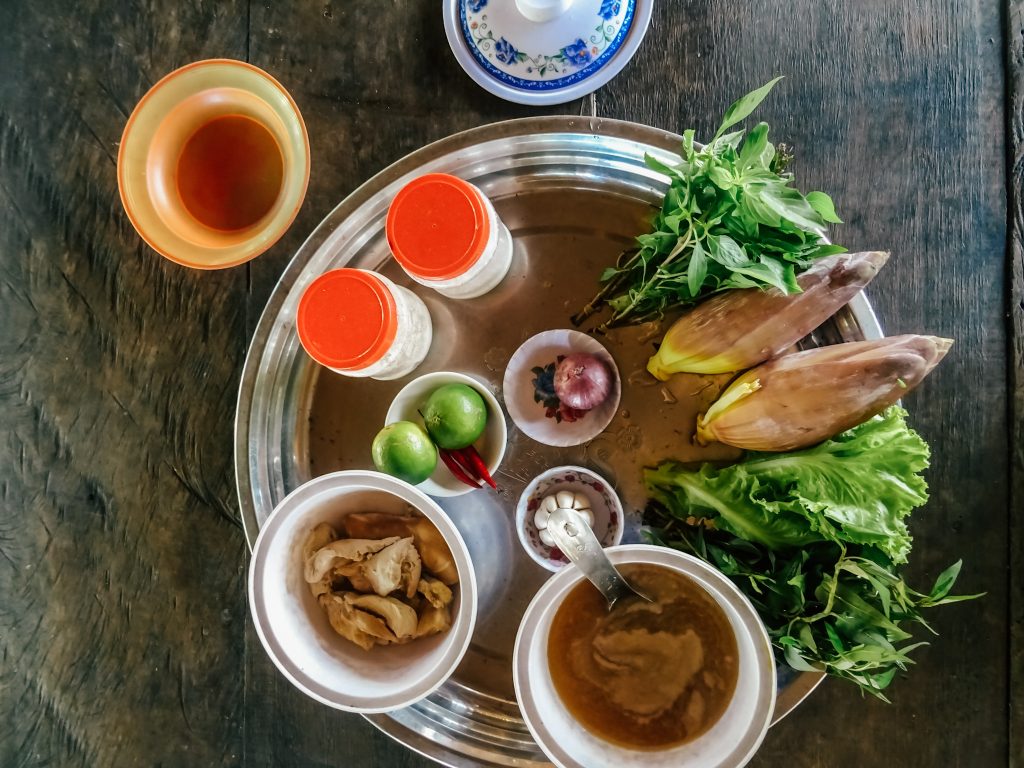 Ingrediences for banana blossom salad 